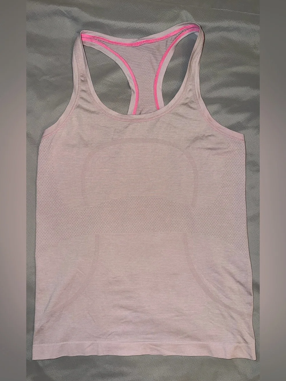 lululemon athletica Pale Pink Racerback Tank with Bright Pink Trim size 10